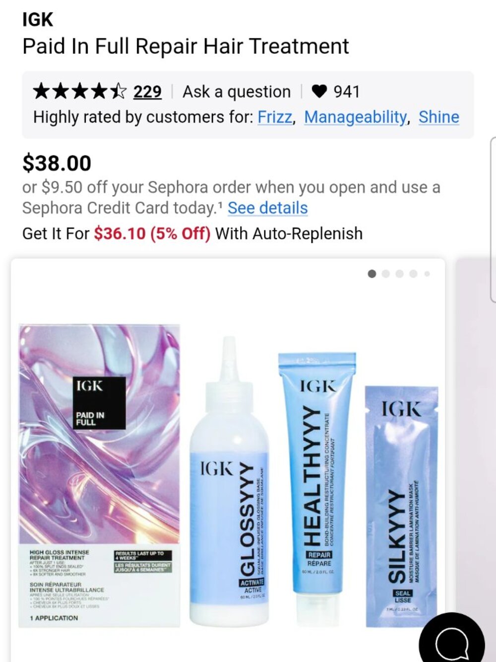 IGK Paid in Full split end seal gloss - 3 Full Treatments